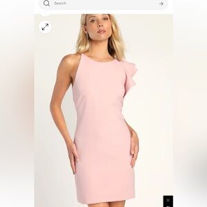 NWT Lulus Dinah Blush Pink One-Shoulder Dress Size X-Small.